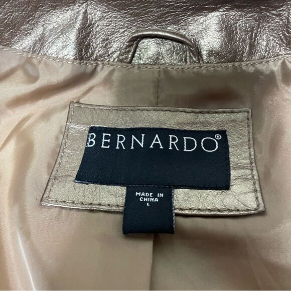 Bernardo Bronze Metallic Zipper‎ Leather Jacket Womens Size Large - Picture 13 of 13